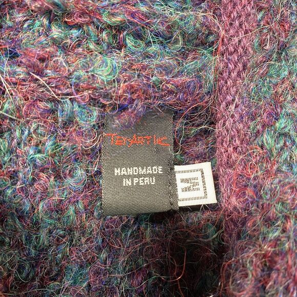 Tey-Art Alpaca Wool Blend Cardigan Sz Medium Hand-Made Sweater Peru Fuzzy Soft - Picture 8 of 11